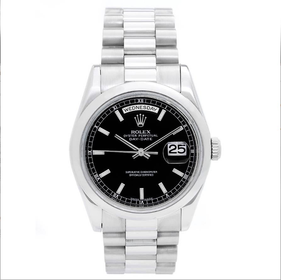 Rolex Platinum President Black Dial Day-Date Wristwatch Ref 118206