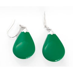 Miriam Salat Sterling Silver, Green Resin and Topaz Starburst Earrings