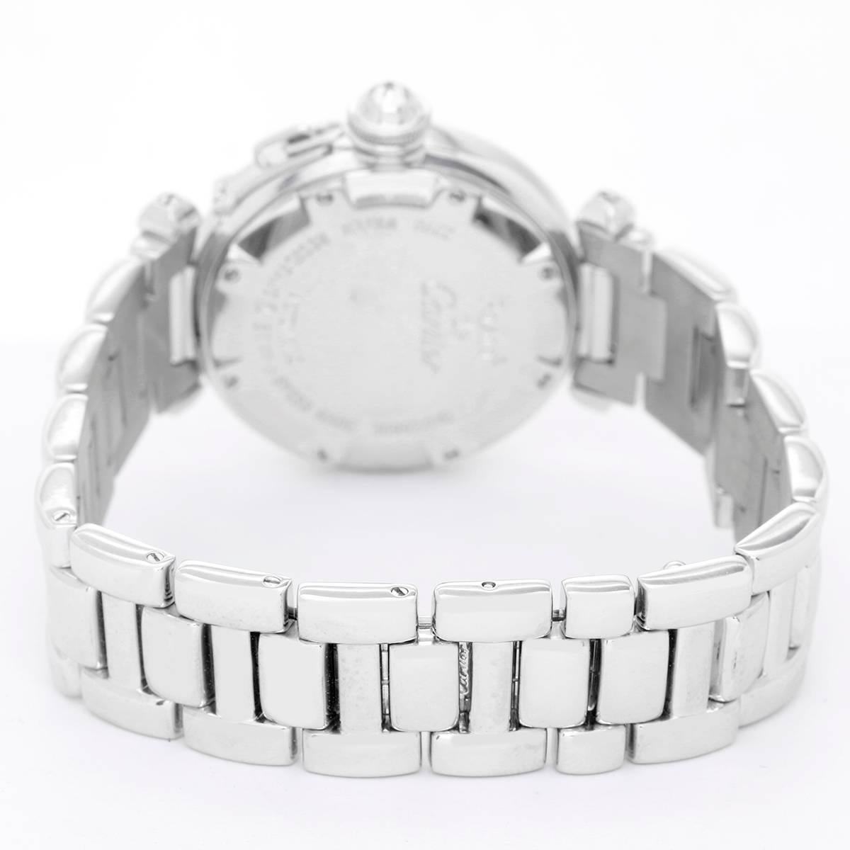 Cartier Ladies White Gold Diamond Pasha Automatic Wristwatch In Excellent Condition In Dallas, TX