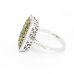 Green Pave Diamond Ring with White Diamond Halo