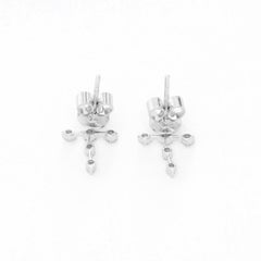 14 Karat White Gold Diamond Cross Earrings