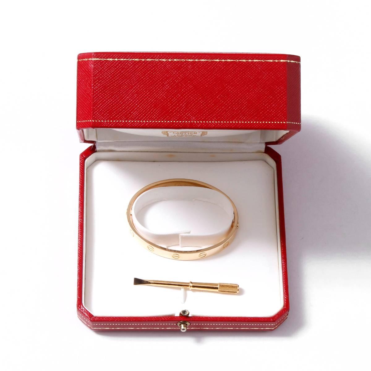 Cartier Love Bracelet 18 Karat Yellow Gold with Screwdriver In Excellent Condition In Dallas, TX