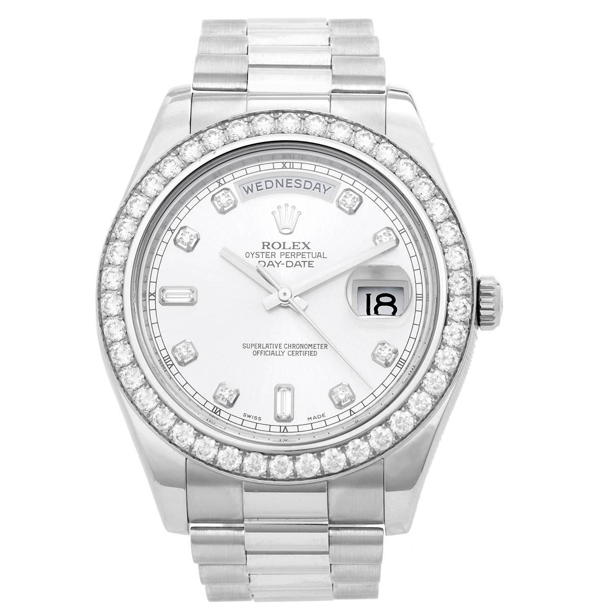 Rolex White Gold Diamond President Day-Date II Automatic Wristwatch Ref 218349