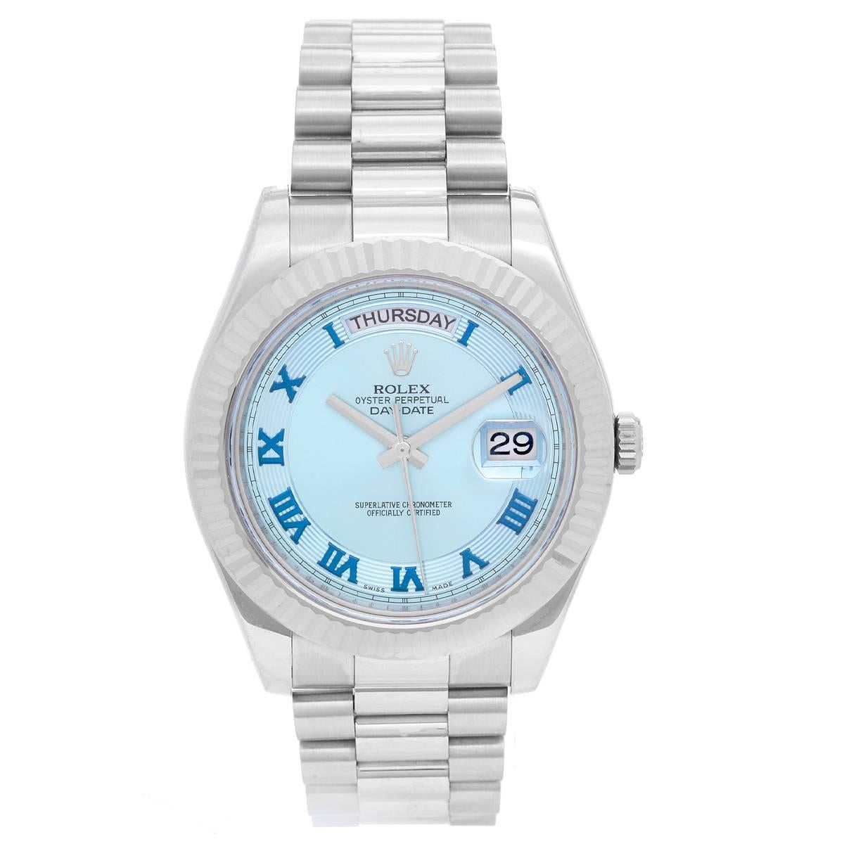 Rolex White Gold President Day-Date II Glacier Dial Automatic Wristwatch  