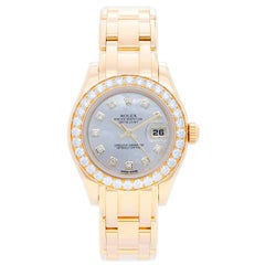 Used Rolex Ladies yellow gold Diamond Masterpiece Pearlmaster Automatic Wristwatch