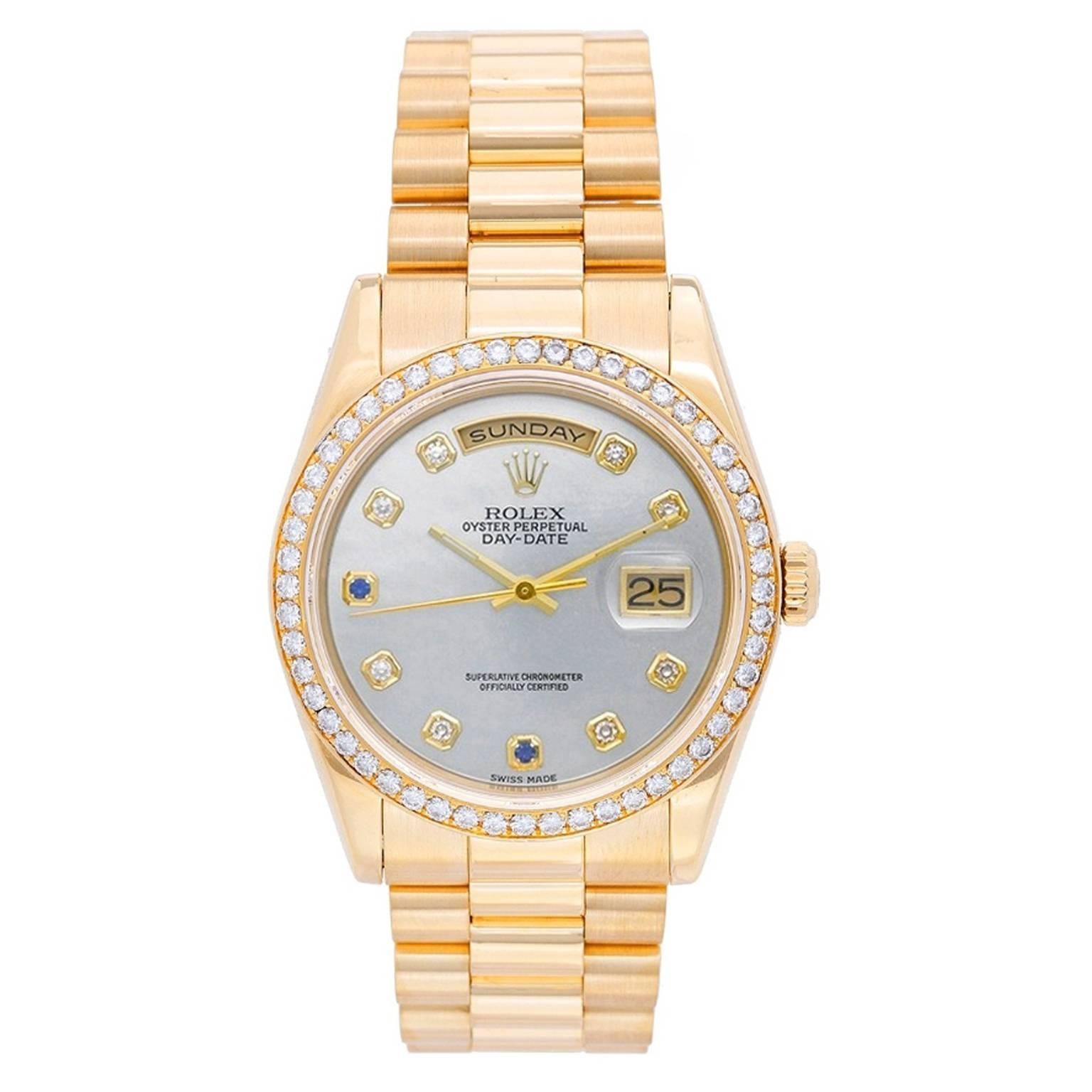 Rolex Yellow Gold President Day-Date Factory Mother-of-Pearl wristwatch