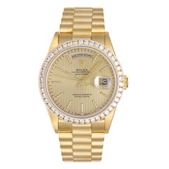 Rolex yellow gold President Day-Date Champagne tapestry Dial Automatic Wristwatc