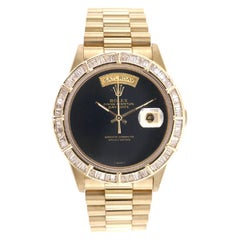 Rolex yellow gold President Day-Date Custom Onyx Dial Wristwatch 