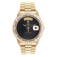 Rolex yellow gold President Day-Date Custom Onyx Dial Wristwatch