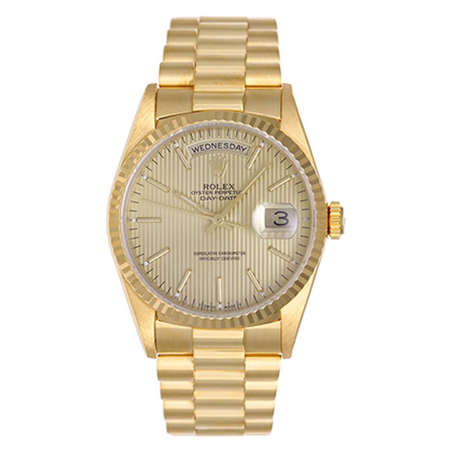 Rolex yellow gold President Day-Date Tapestry Dial Automatic wristwatch