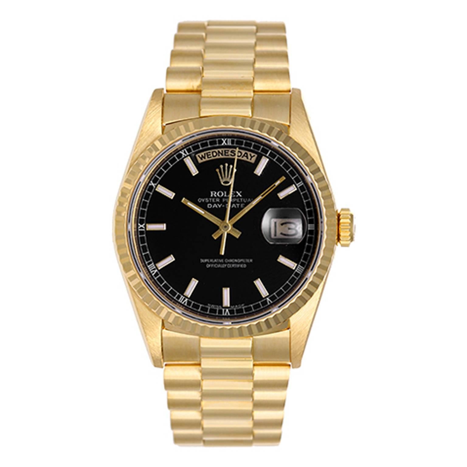 Rolex yellow gold President Day-Date Champagne Dial Automatic Wristwatch 