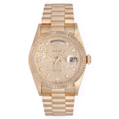 Rolex Yellow Gold Diamond President Day-Date Automatic Wristwatch ref 18038