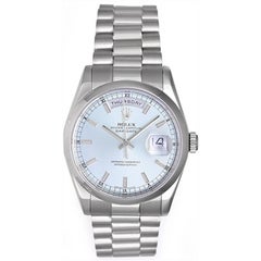Rolex Platinum President Day-Date Glacier Blue Dial Wristwatch Ref 118206