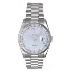 Used Rolex Platinum President Glacier Diamond Dial Day-Date Automatic Wristwatch