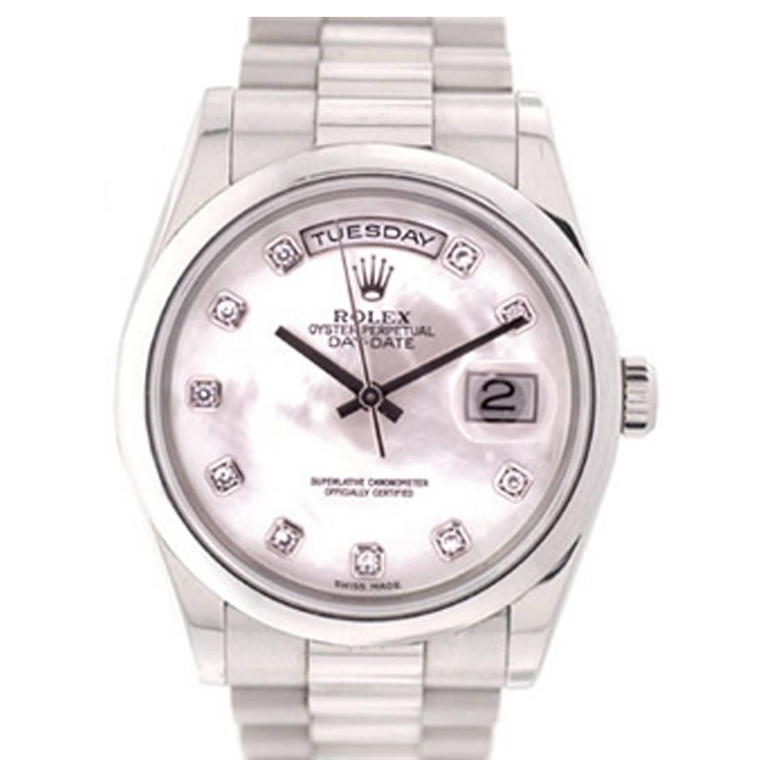 Rolex Platinum President Day-Date Wristwatch Ref 118206