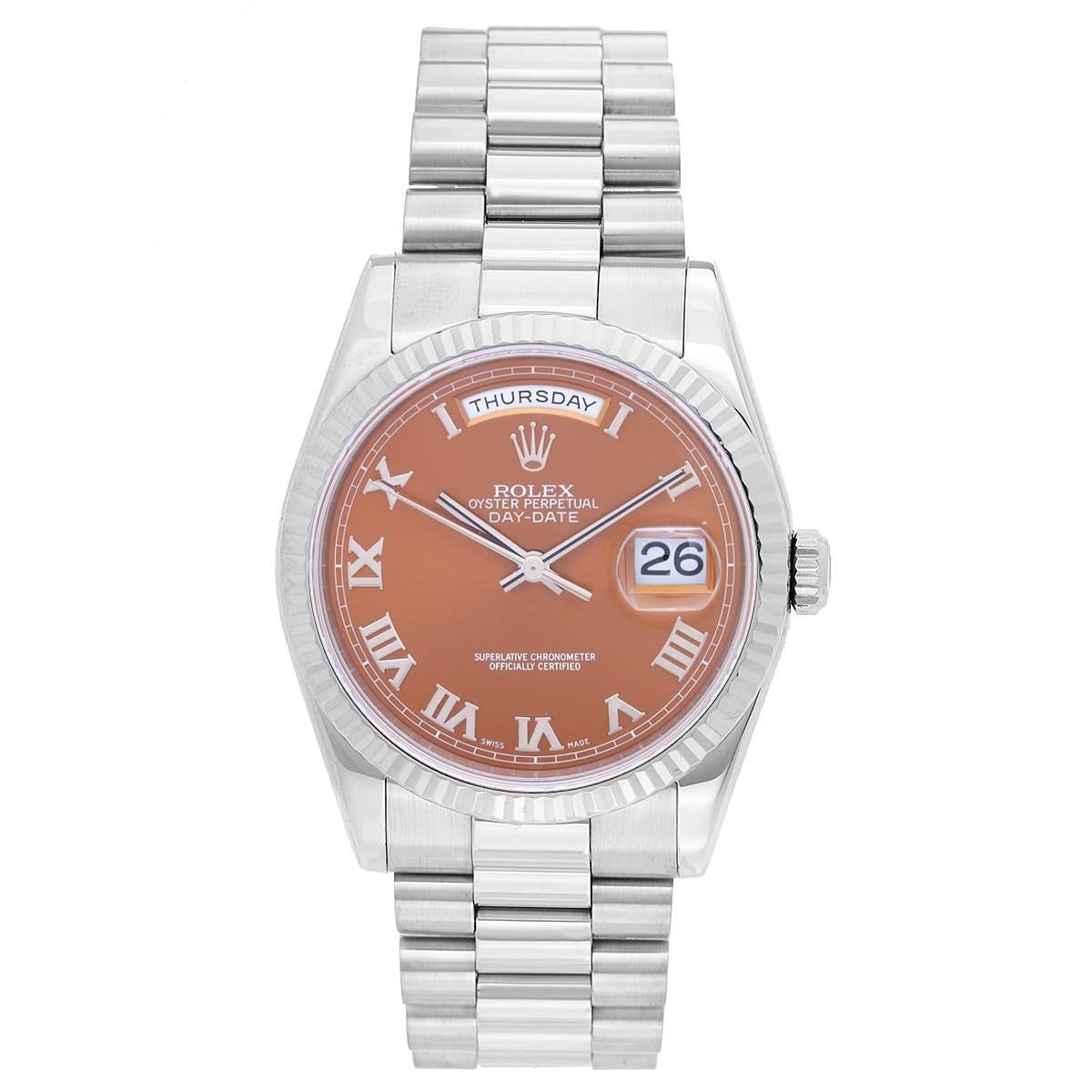 Rolex White Gold President Day-Date Havana Dial Wristwatch 118239