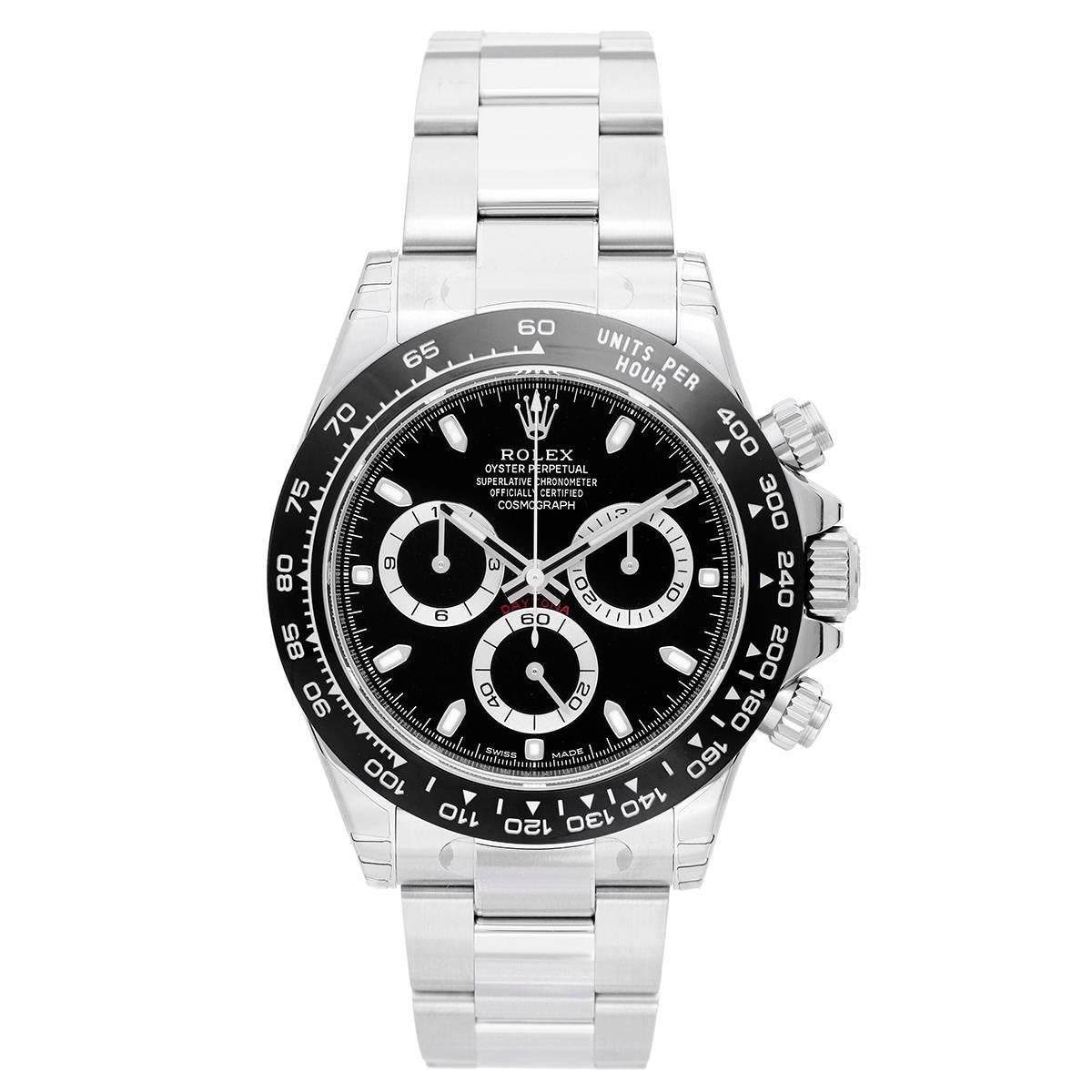 Rolex Stainless Steel Ceramic Daytona Black Dial Cosmograph Automatic Wristwatch