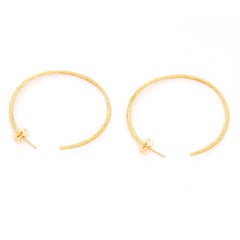 18 Karat Yellow Gold Hammered Earring Hoops