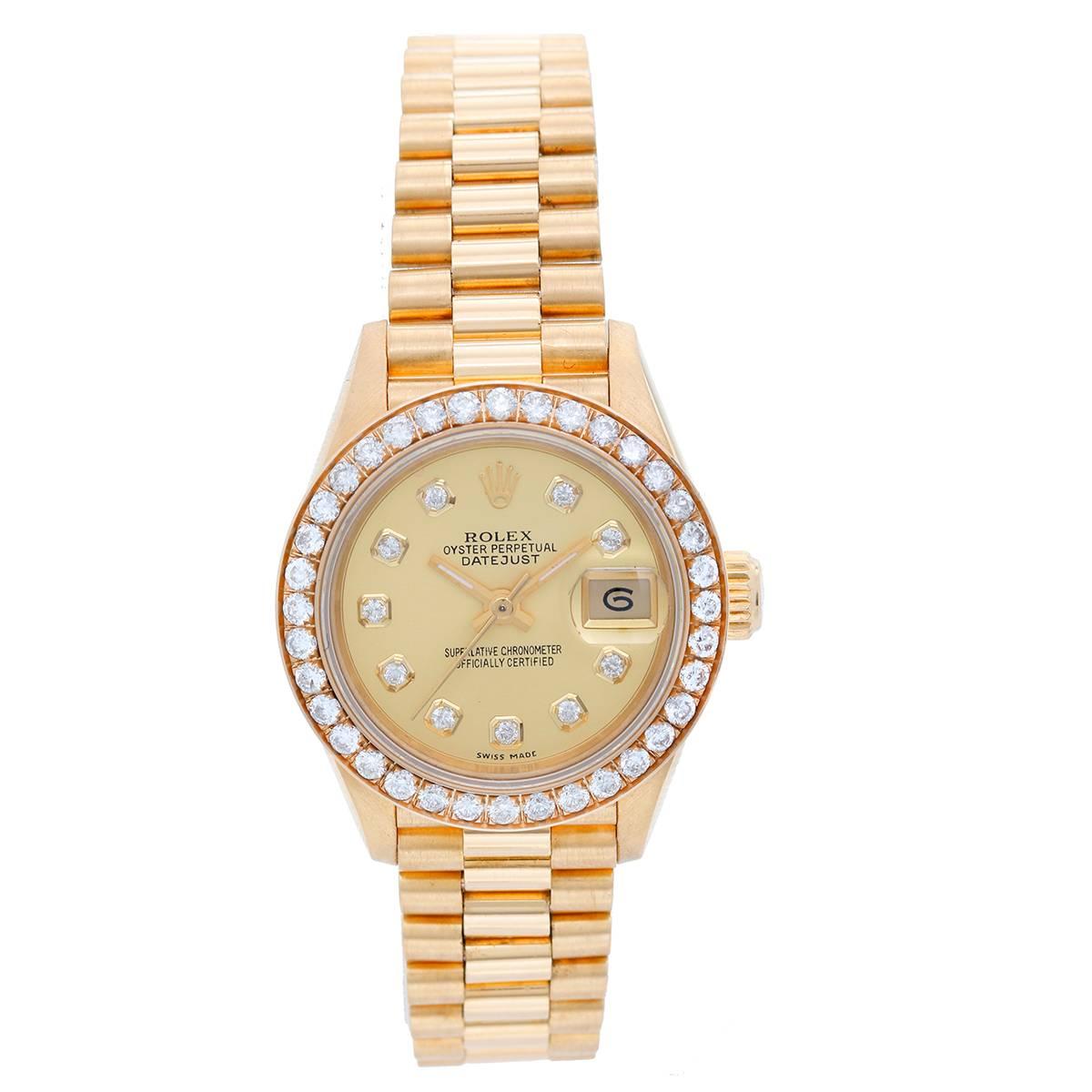 Rolex Ladies Yellow Gold President Automatic Wristwatch Ref 69178