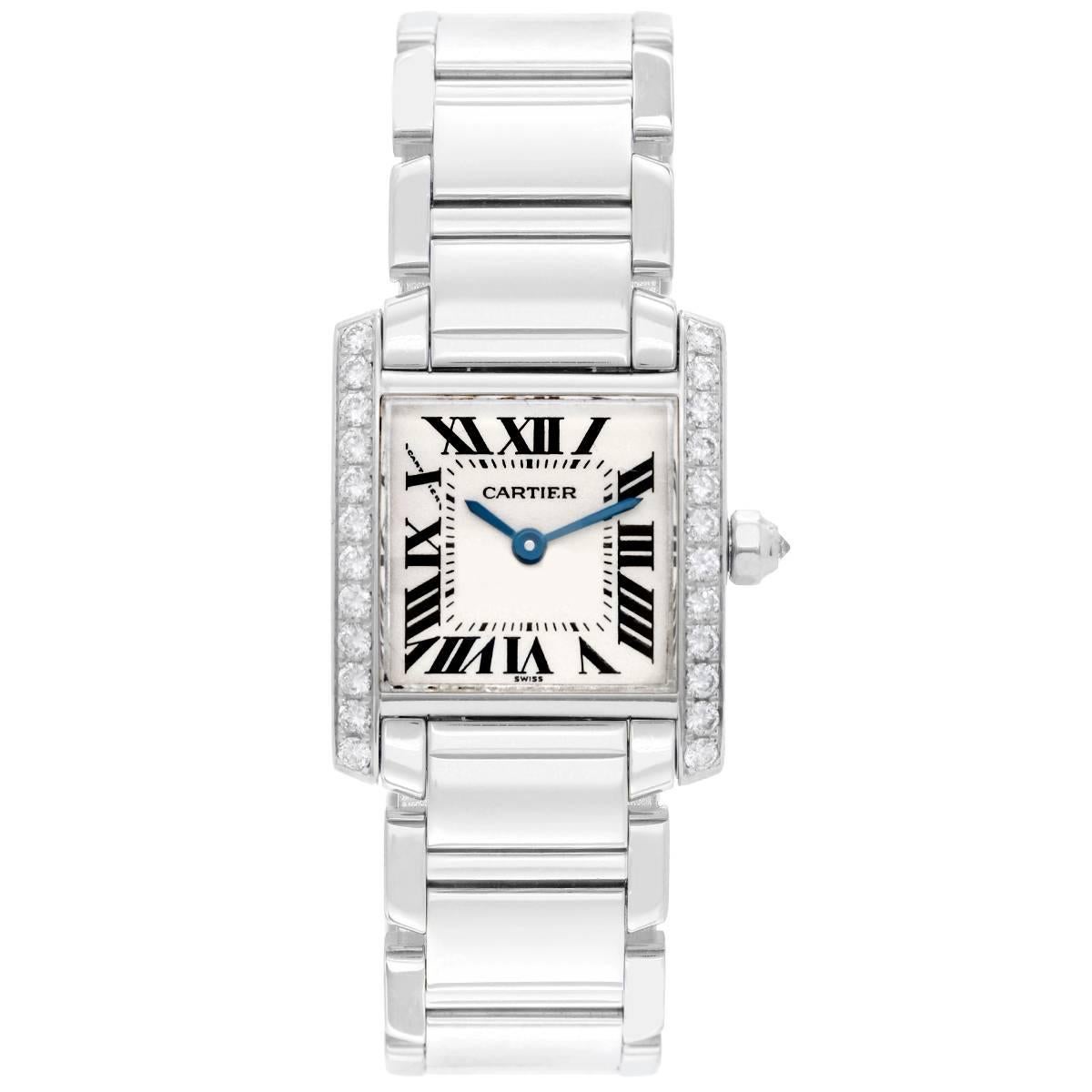 Cartier Ladies White Gold Diamond Tank Francaise Quartz Wristwatch Ref We1002s3