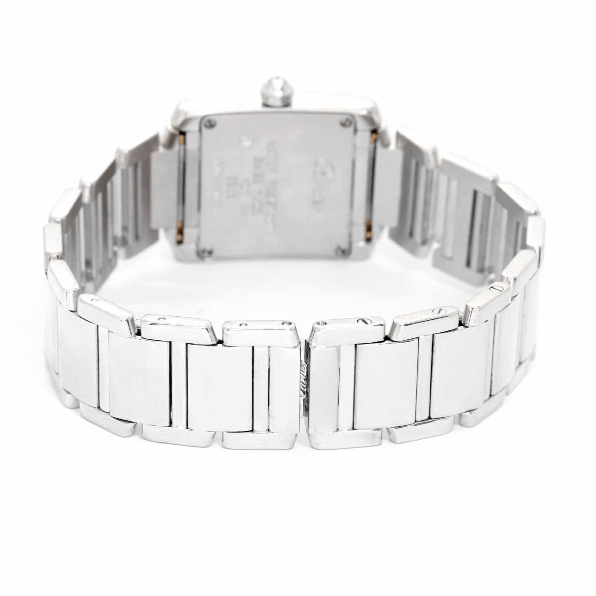 Cartier Ladies White Gold Diamond Tank Francaise Quartz Wristwatch Ref We1002s3 In Excellent Condition In Dallas, TX