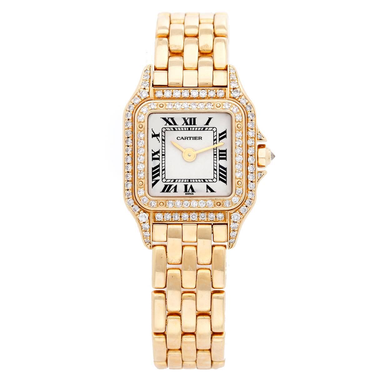 Cartier Ladies Yellow Gold Diamond bezel Panther Quartz Wristwatch