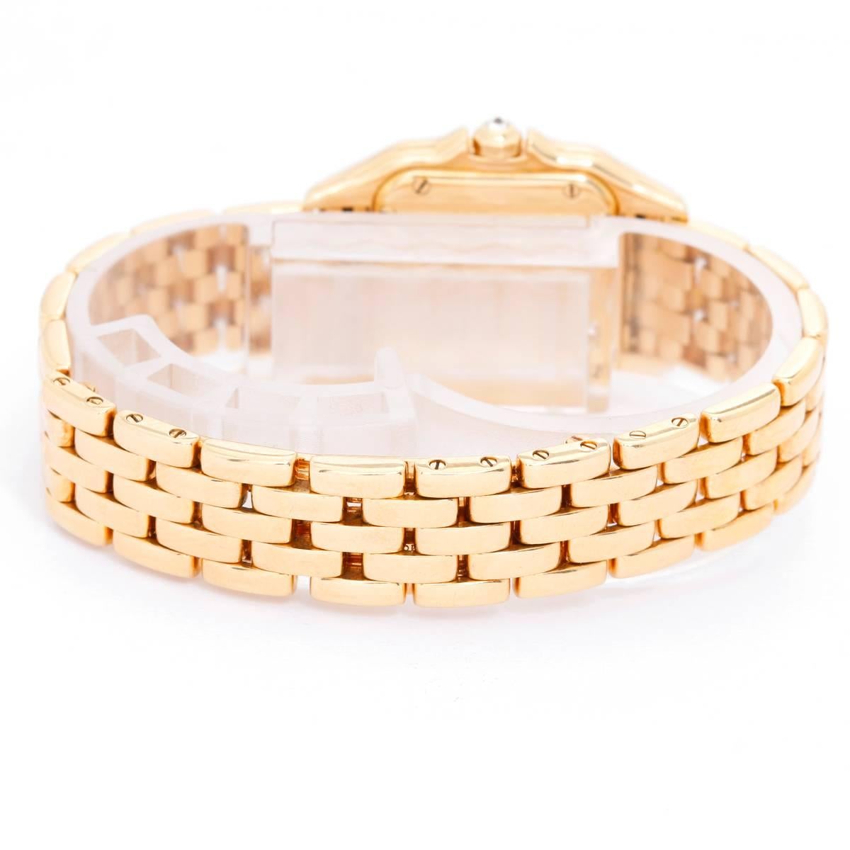 Cartier Ladies Yellow Gold Diamond bezel Panther Quartz Wristwatch In Excellent Condition In Dallas, TX