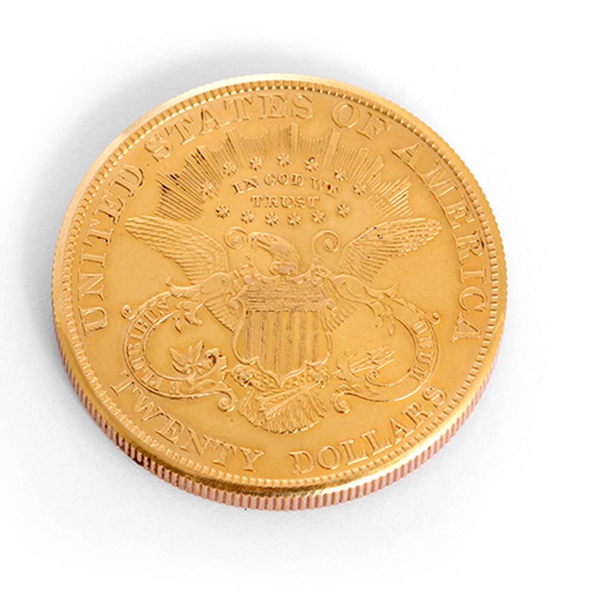 Agassiz $20 Gold Coin Manual Wind Pocket Watch In Excellent Condition In Dallas, TX