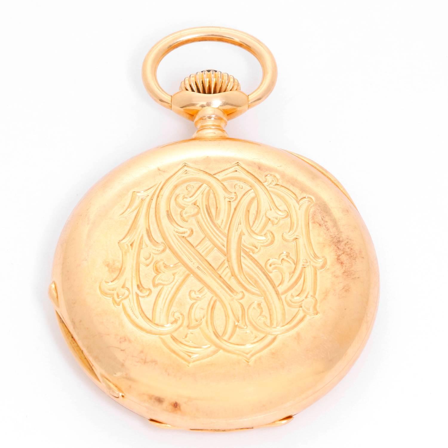 Patek Philippe & Co. Yellow Gold Hunter Case Pocket Watch In Excellent Condition In Dallas, TX