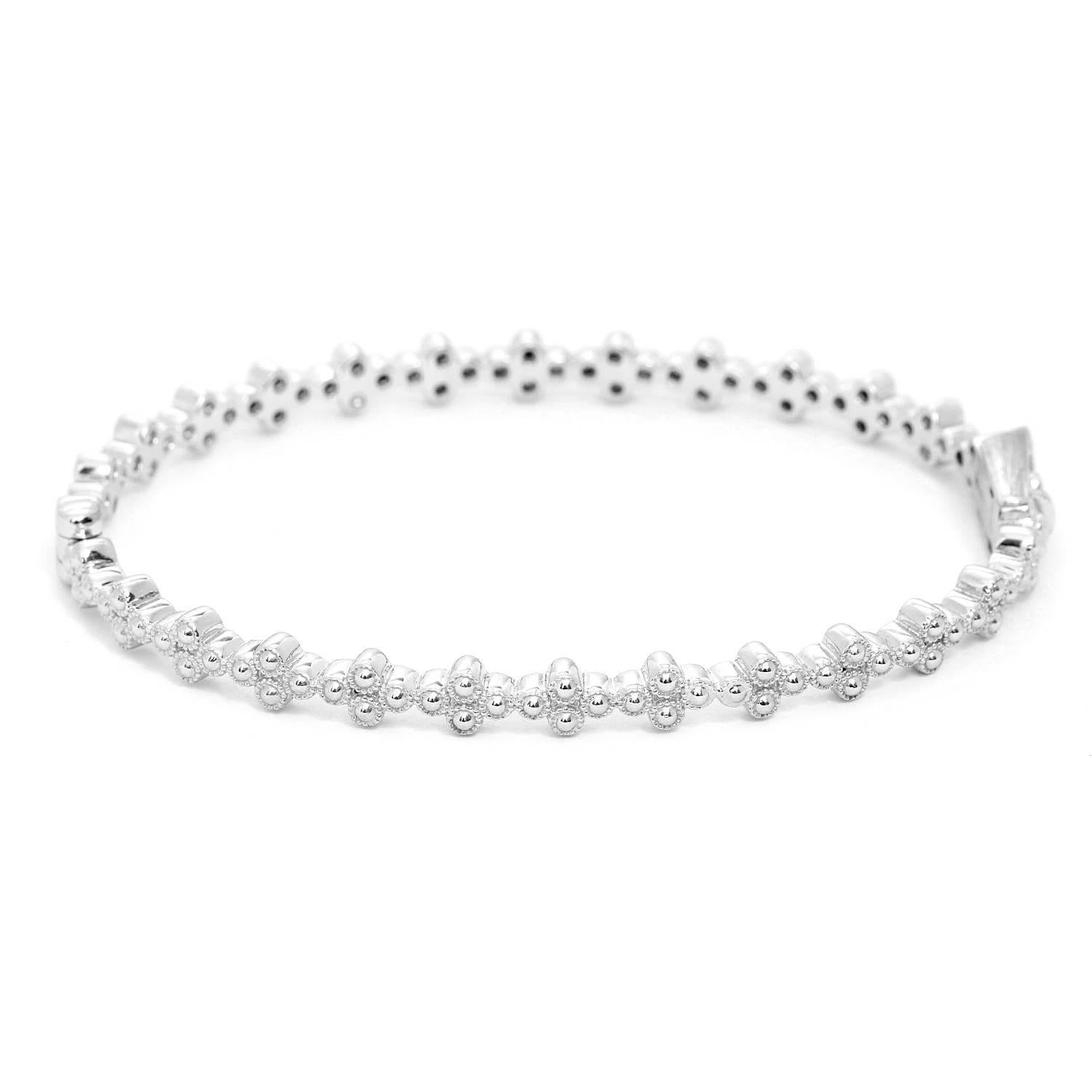 Jude Frances Provence Diamond Bangle - . Quad diamond bangle. Round diamonds bezel set in 18K white gold quads, .62 cts. This beautiful bangle can be used by itself or stacked with anything else.