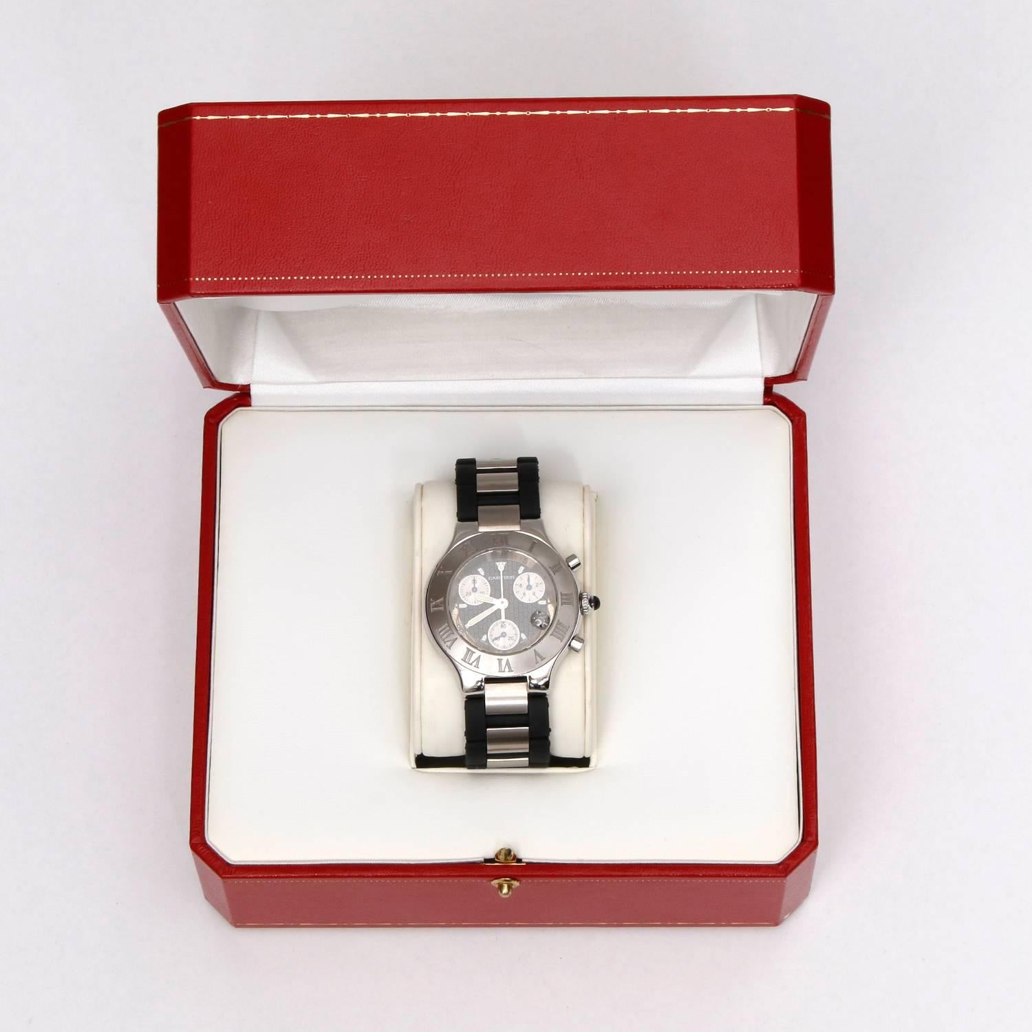 Cartier Stainless steel Must De 21 Cartier Chronoscaph Chronograph Wristwatch 1
