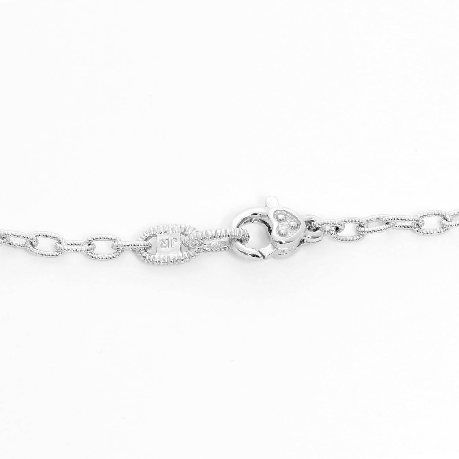 Judith Ripka 18 Karat White Gold Link Necklace In Excellent Condition In Dallas, TX
