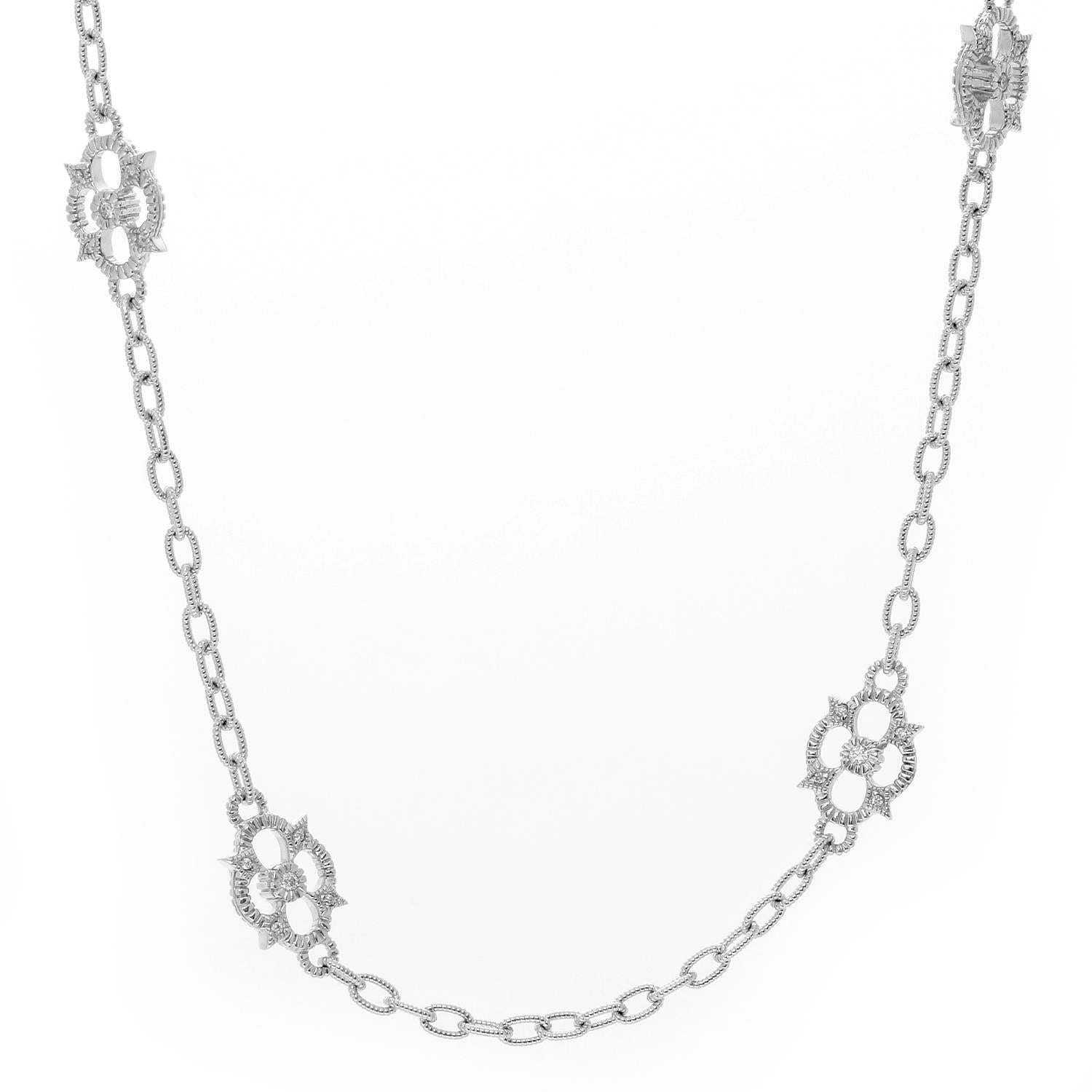 Judith Ripka 18 Karat White Gold Link Necklace