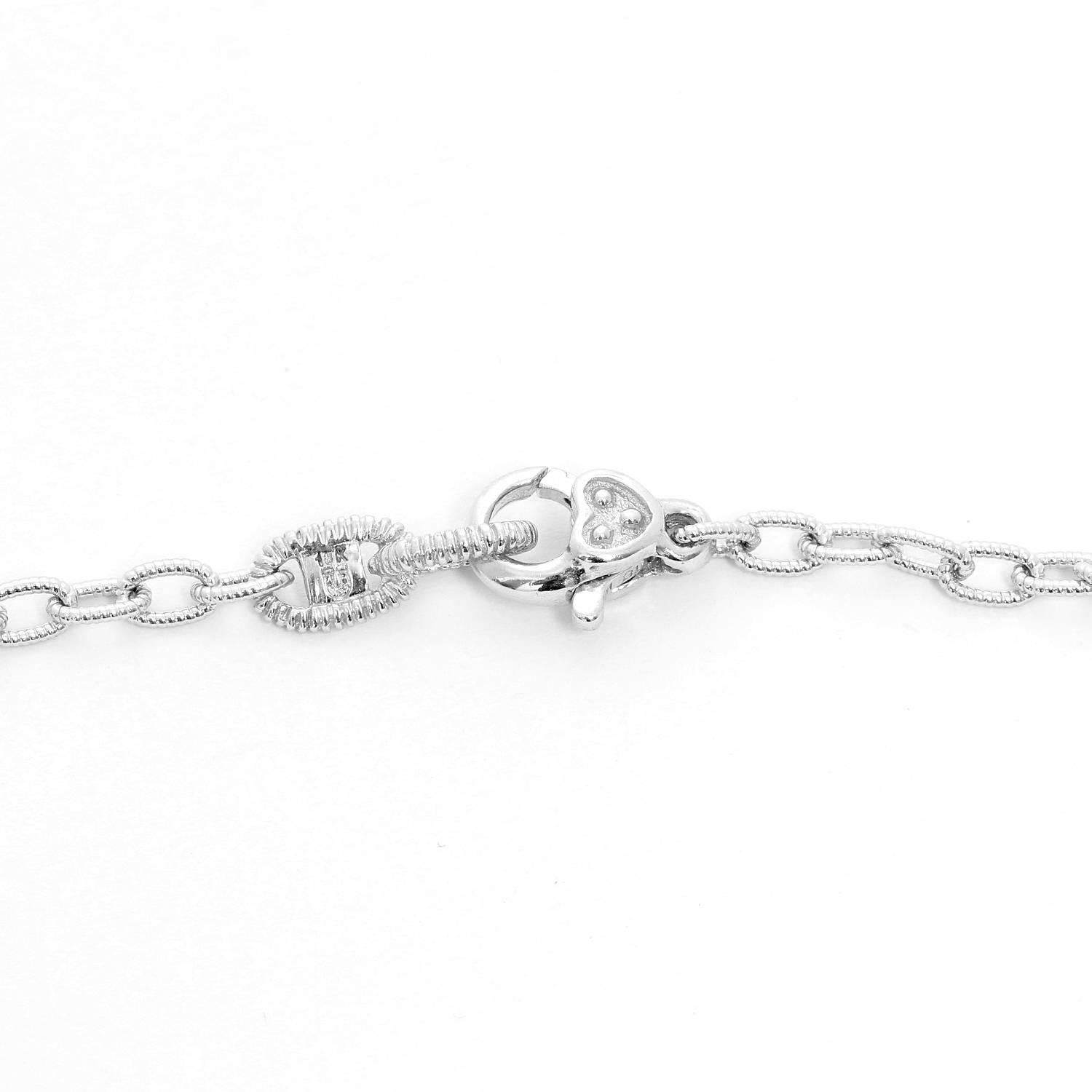 Judith Ripka 18K White Gold Link Necklace - . Beautiful 18K White Gold link necklace with diamond flowers.  Total weight 16.4. length 16 inches.