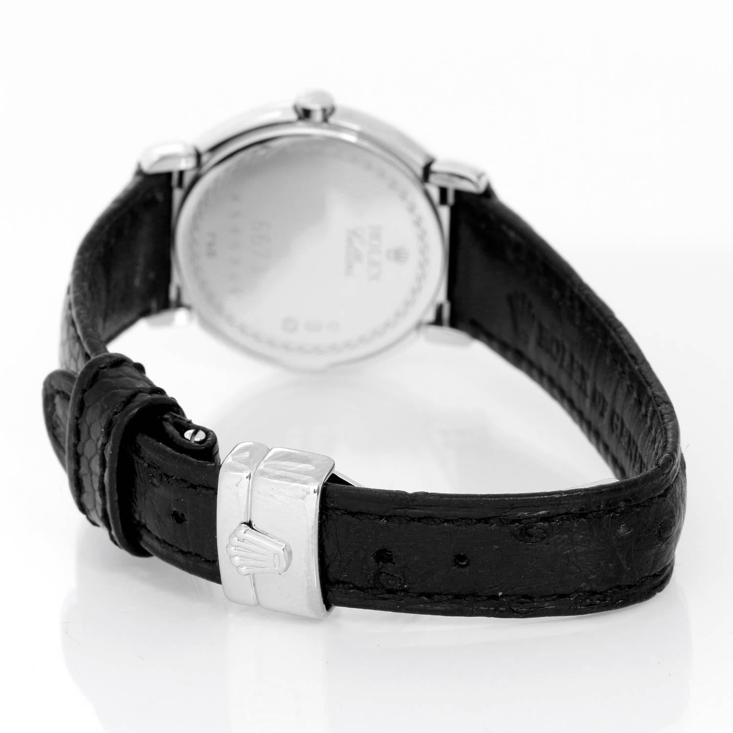 Rolex Ladies White Gold Cellini Cellissima Silver-Rose Dial Quartz Wristwatch In Excellent Condition In Dallas, TX