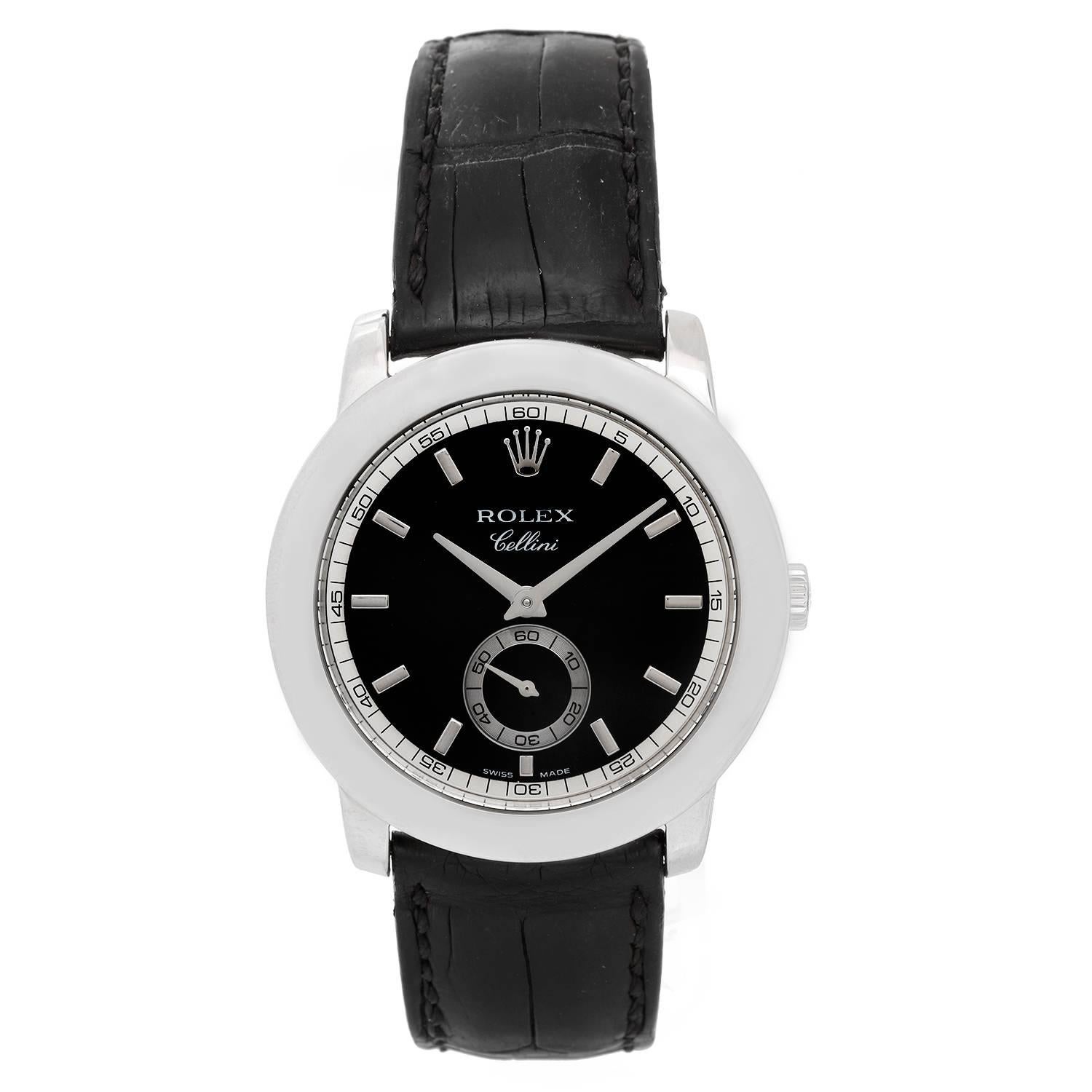 Rolex Platinum Cellinium Cellini Black Dial Automatic Wristwatch