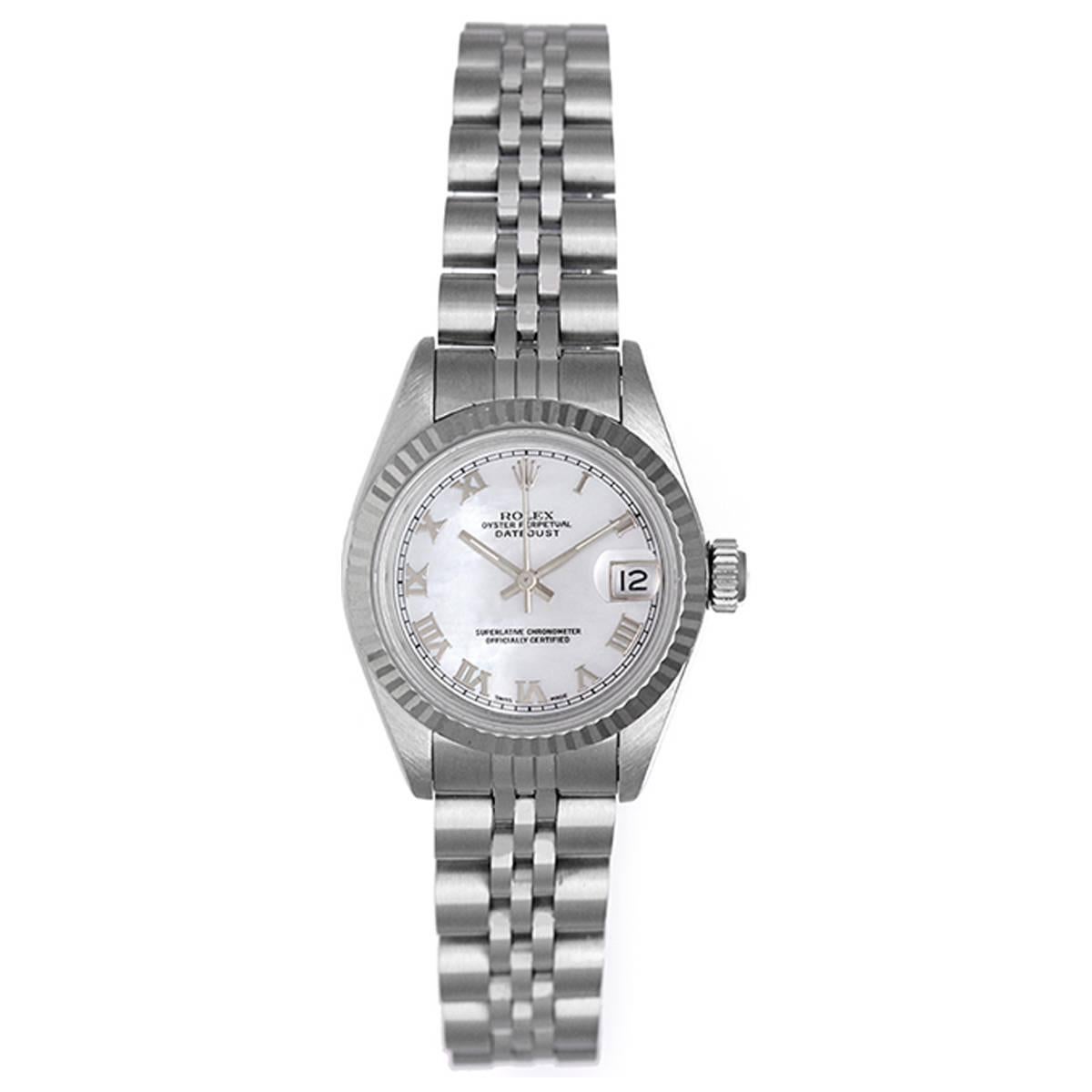 Rolex Ladies White Gold Stainless Steel Datejust Automatic Wristwatch