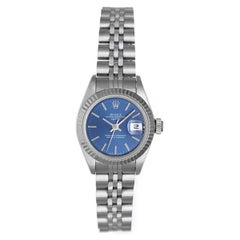 Rolex Ladies Stainless Steel Blue Dial Datejust automatic Wristwatch