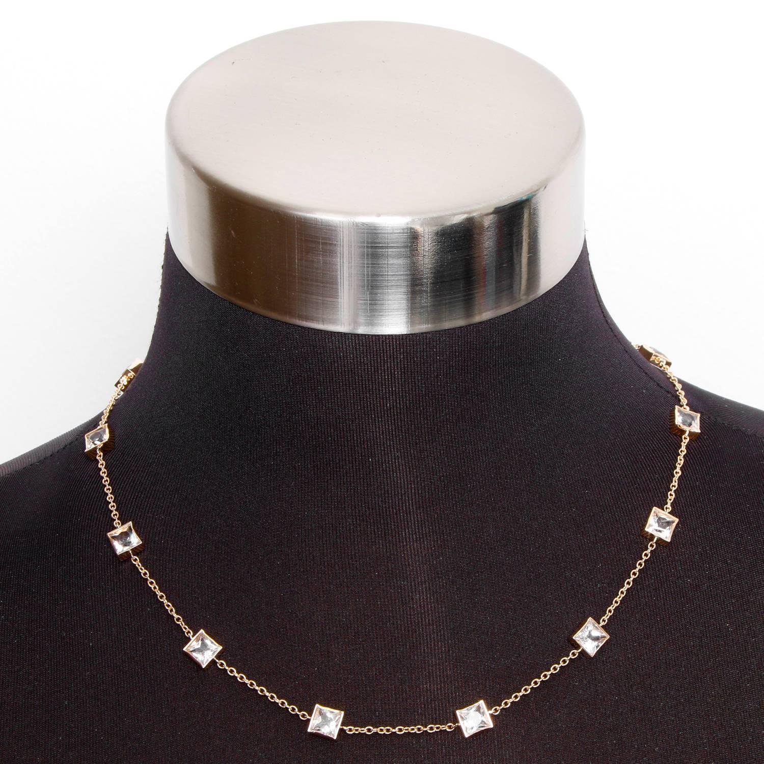14 Karat Gelbgold Weißer Topas Yard Diamond by a Yard Halskette im Zustand „Hervorragend“ im Angebot in Dallas, TX
