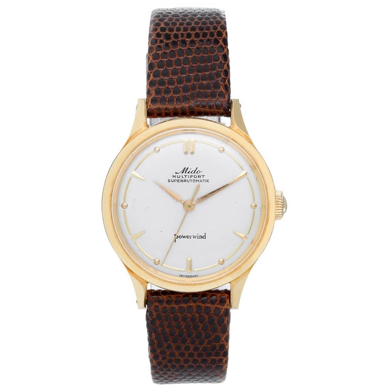 Mido Stainless Steel and Gold Multifort Wristwatch circa 1950s at 1stdibs