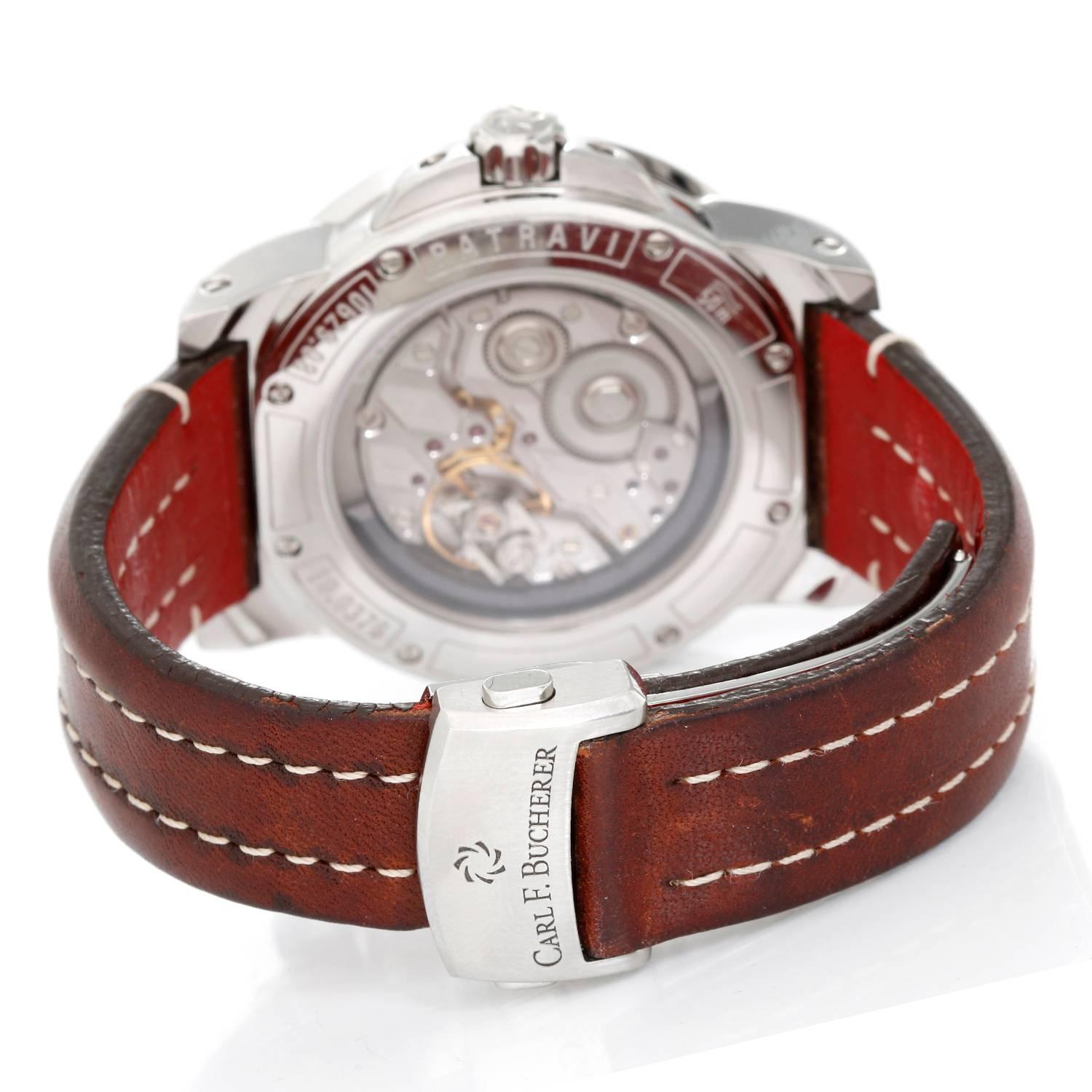 Carl F. Bucherer Stainless Steel Patravi Calendar Automatic Wristwatch In Excellent Condition In Dallas, TX