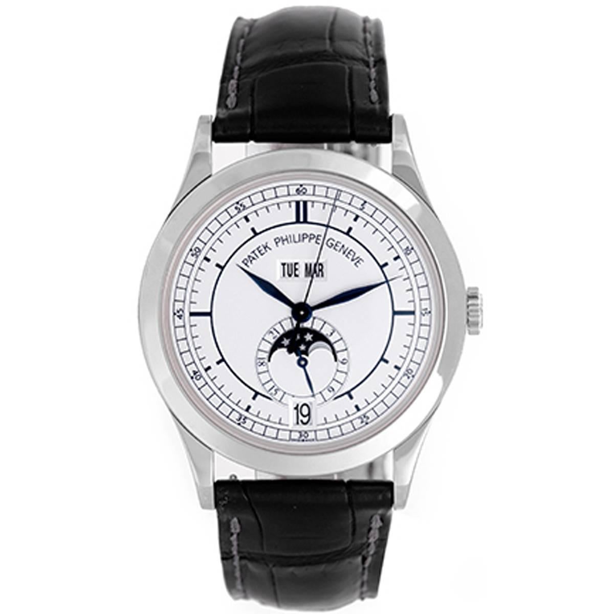 Patek Philippe white gold Annual Calendar with Moon Phase Automatic Wristwatch