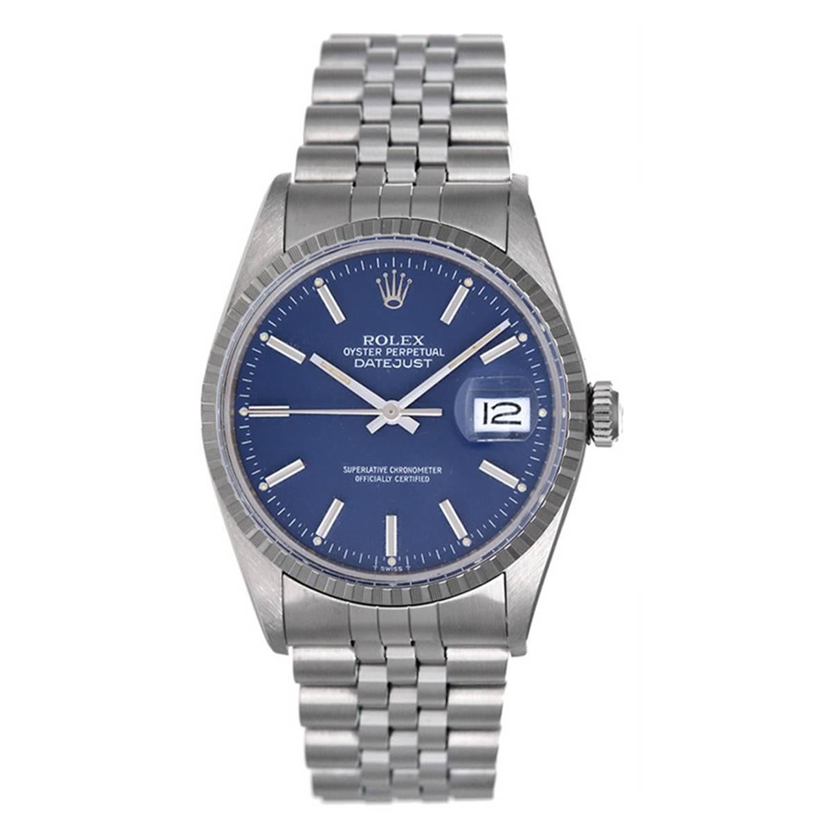 Rolex Stainless Steel Datejust Automatic Wristwatch Ref 16030