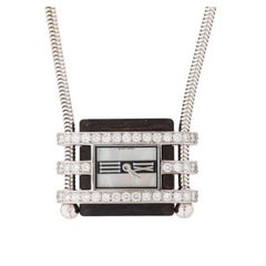 Van Cleef & Arpels White Gold Diamond Pendant Watch Necklace