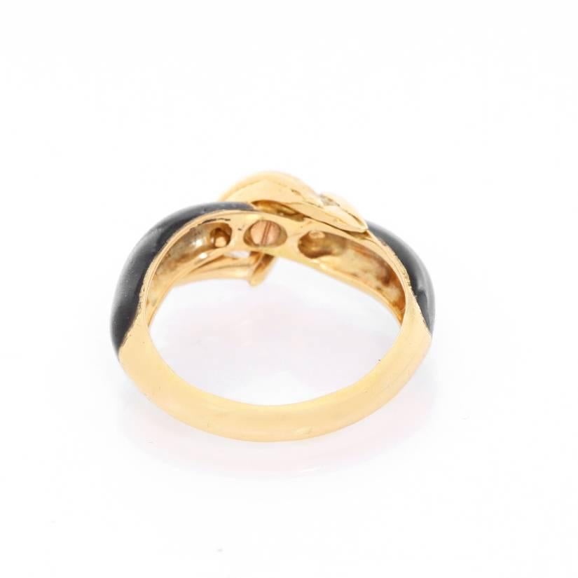 Black Enamel Yellow Gold Diamond Ring 1