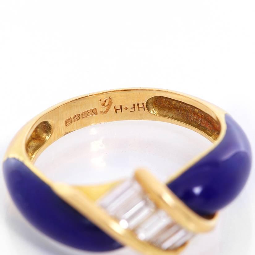 blue enamel gold ring