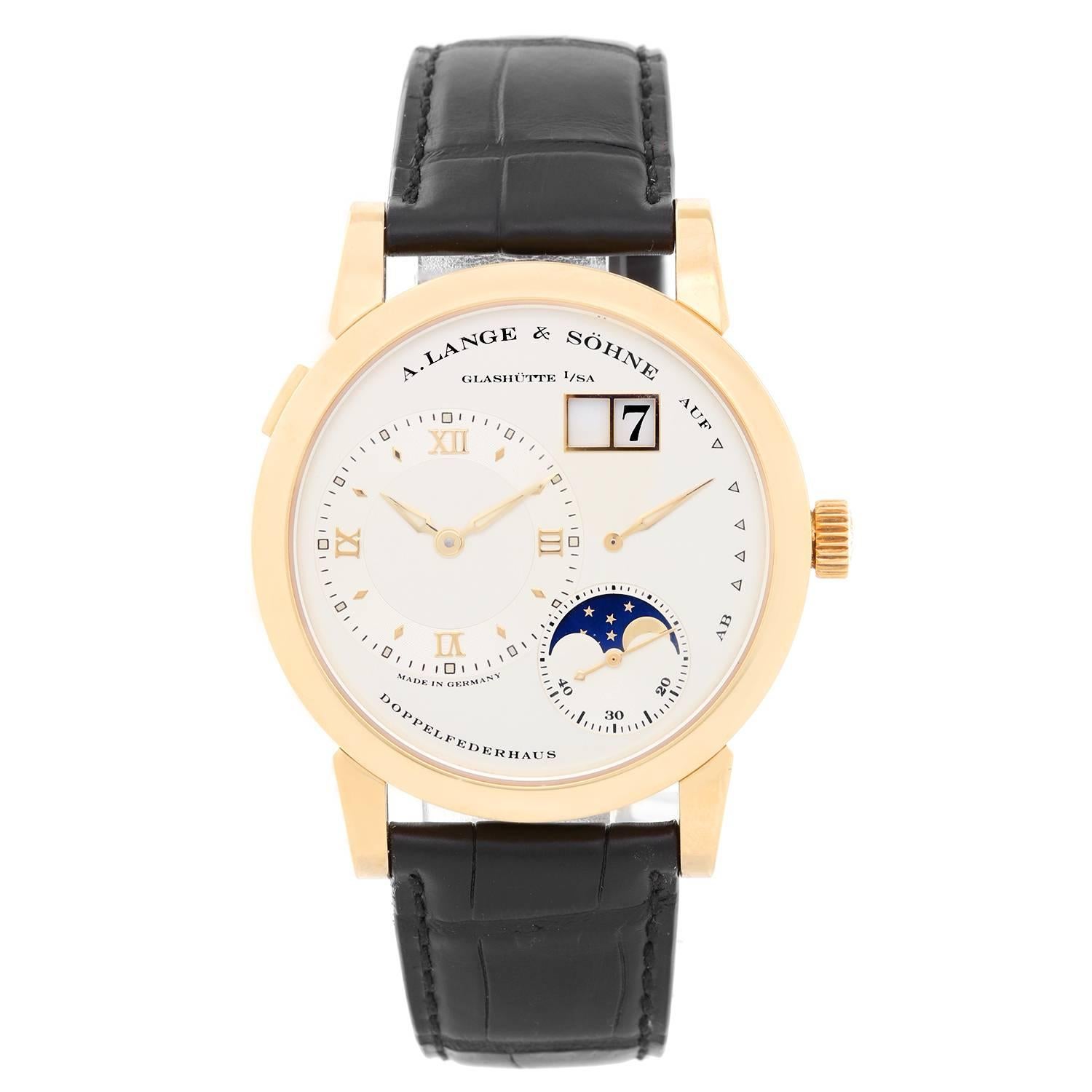 A. Lange & Sohne Yellow Gold Lange 1 Moonphase Mechanical Wristwatch