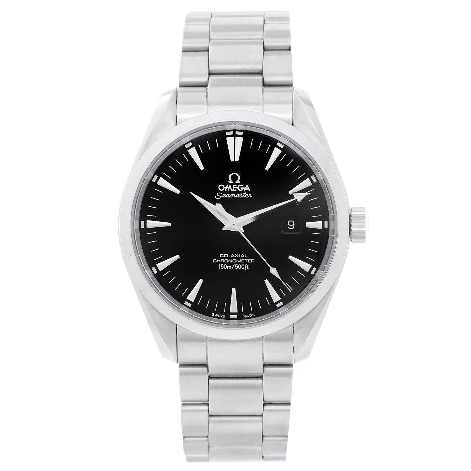Omega Stainless Steel Seamaster Aqua Terra Black Dial Automatic Wristwatch