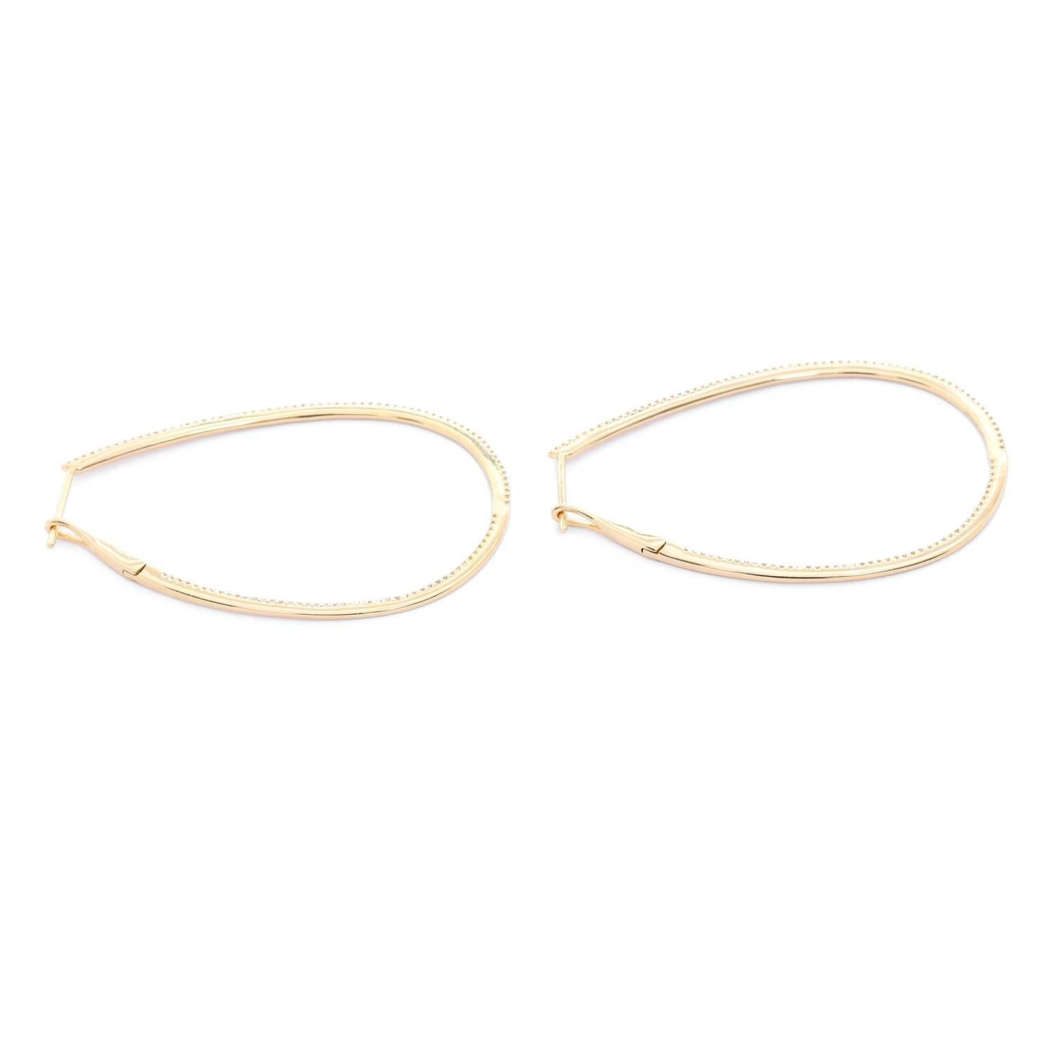 Contemporary Stunning Tear Drop Inside-Out Diamond Hoops