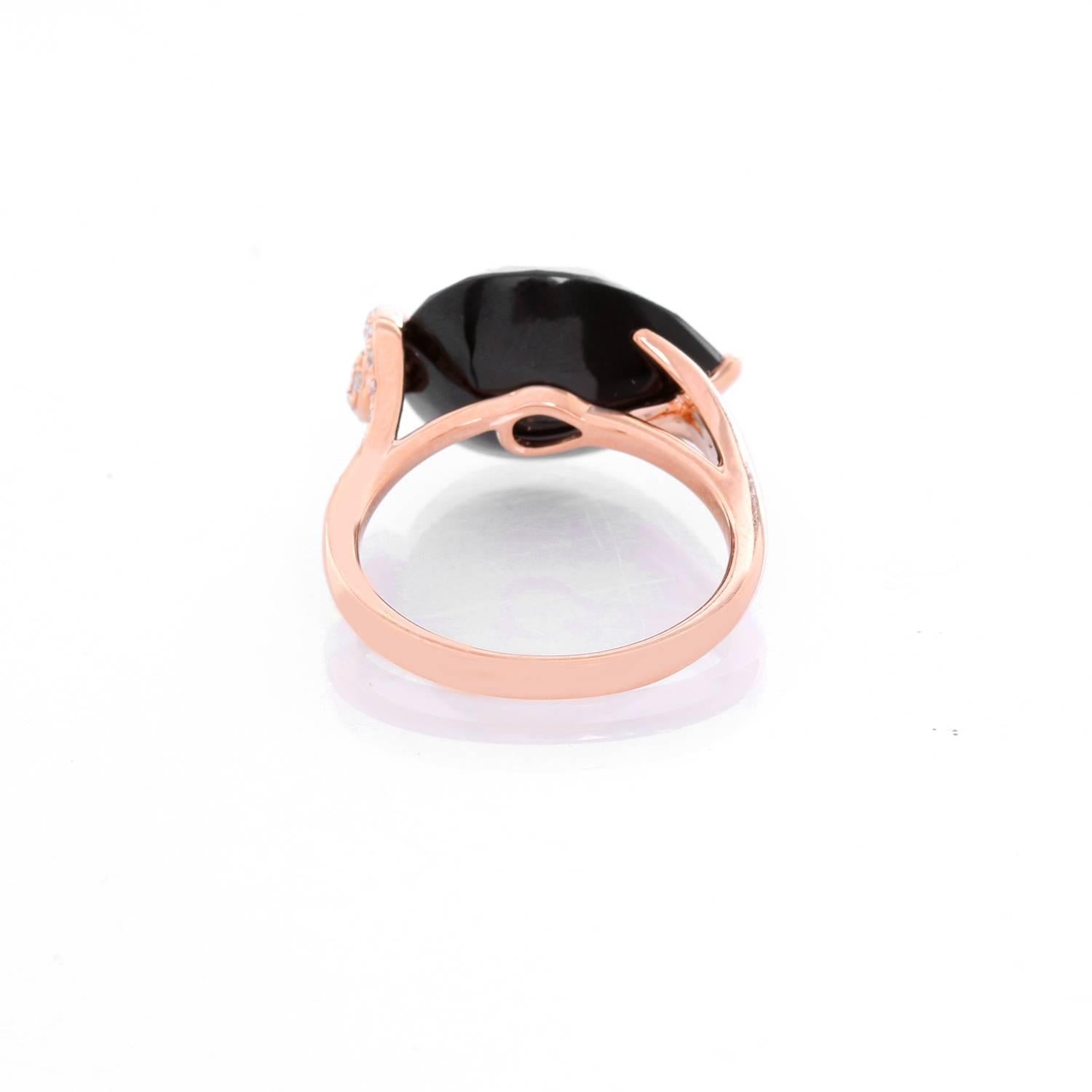 onyx and rose gold ring
